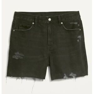 Old Navy Green Jean Shorts Distressed Frayed Hem